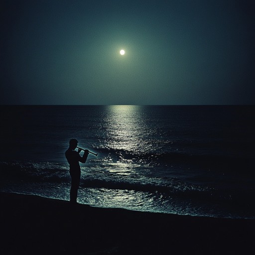 Imagine a deeper immersion into the calm of a night by the ocean, where the flute's melody dances with the rhythm of gentle waves, crafting an environment conducive to reflection and tranquility.