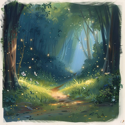 Delicate guitar melodies interplay with shimmering chimes to create a serene atmosphere, transporting young listeners to a magical woodland adventure. Ideal for bedtime or calm moments, the music gently soothes and enchants.