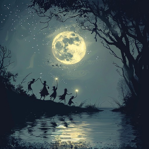 Imagine a secret woodland dance under the moonlight, where every shadow hides a fantastical creature. Marimba melodies twist and turn, creating a magical yet eerie atmosphere.