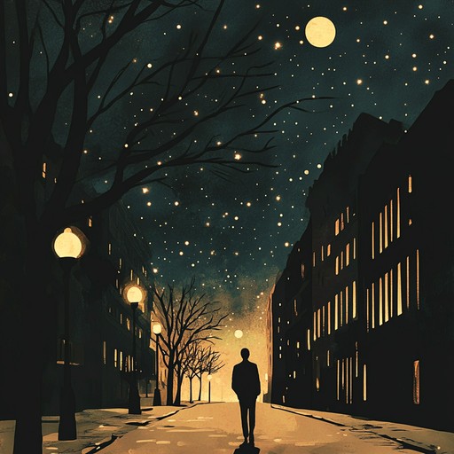 A gentle instrumental piece blending smooth jazz and soulful tones, capturing the tranquility of a midnight walk under a canopy of stars. The melody flows seamlessly, creating a peaceful and reflective atmosphere, perfect for relaxation and introspection.