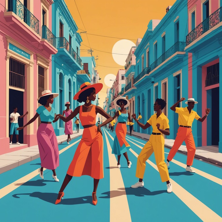 This piece embraces the vibrant rhythms of afro cuban music, combining traditional percussion with modern influences to capture the essence of a lively street dance in havana. The composition swirls with energy, mirroring the spirited dance movements characteristic of cuban culture, allowing listeners to feel the heat and passion of an island carnival.