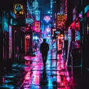 edgy synth rhythms echo in dark alleys of neon city