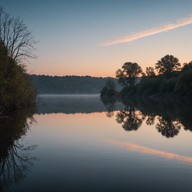 soft guitar echoes, slow flowing water sounds, relaxing.