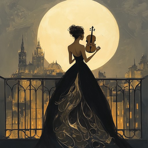 An evocative instrumental orchestral composition that blends lush, romantic strings and haunting melodies to create a cinematic atmosphere of passion and mystery, reminiscent of a moonlit rendezvous.