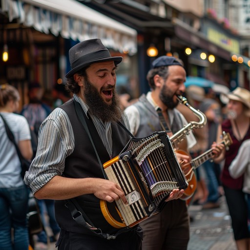 Dive into a realm where traditional klezmer melodies collide with raw, aggressive forces. The clarinet leads a charge through vivacious rhythms, amplified by potent drumming to create a compelling and energetic auditory experience.