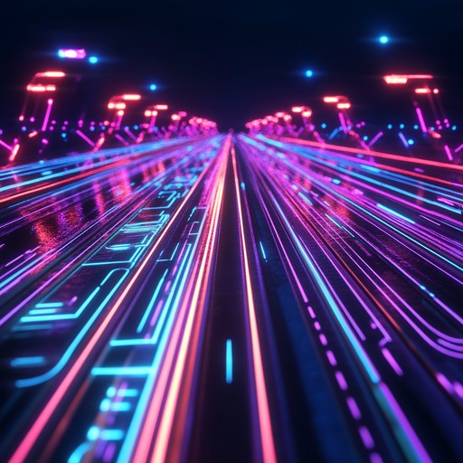 This instrumental electronica song combines pulsating synthesizers and fast paced rhythms to create an energetic soundscape reminiscent of racing through a neon lit cyber city