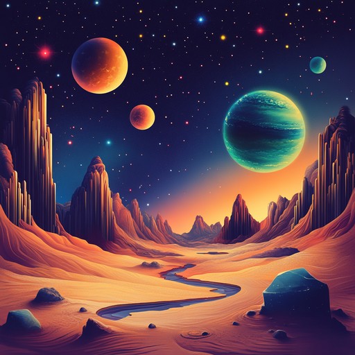 Embark on a mesmerizing sonic exploration through a surreal desert landscape infused with cosmic textures. Swirling guitar, lush synths, and hypnotic rhythms unfold to create an ambient, psychedelic experience, transporting listeners to an otherworldly realm where time and space dissolve into a dreamlike state.