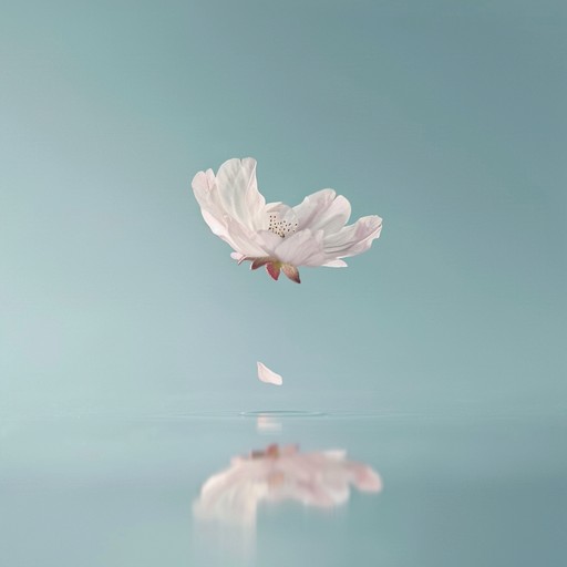 A heartwrenching instrumental j pop track capturing the poignant essence of cherry blossoms falling, combining delicate melodies and ambient textures to evoke a profound sense of loss and longing. The use of soft piano arpeggios, gentle strings, and subtle electronic beats creates a bittersweet soundscape that gently guides the listener through waves of nostalgic sorrow.