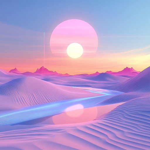 A melodic exploration of a desert in a futuristic setting, featuring a seamless blend of electronic and traditional middle eastern sounds. The sitar's ethereal tones intertwine with ambient electronic textures, creating an immersive and hypnotic soundscape that feels like a shimmering mirage.