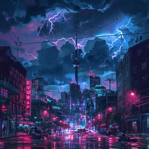 An eerie synthwave track with deep, brooding basslines, haunting melodies, and pulsating beats, evoking the feeling of walking through neon lit dystopian streets.