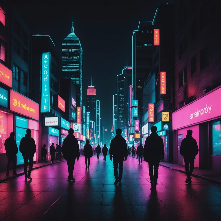 An electrifying track with pulsating synthesizers and retro drum machines, capturing the essence of a late night dance revolution in a neon lit alley. The depth of the bass and the sharp highs create a vibrant soundscape reminiscent of the 80s but with modern edginess. The piece builds in intensity and complexity, inviting listeners to lose themselves in the rhythm.