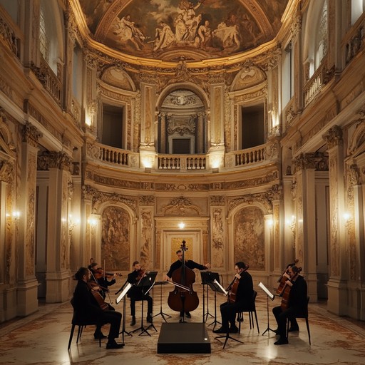 Immerse yourself in the lively dance of a vibrant baroque piece, where the harpsichord takes center stage accompanied by elegant chamber strings. This dynamic composition evokes the elegance and joy of historical celebrations. Perfect for a festive and grand atmosphere.