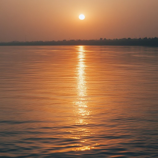 A gentle, heartwarming melody captures the magic of india's golden hour, blending traditional indian instrumentation with serene, flowing rhythms. The song's emotive quality brings forth a sense of peace, beauty, and deep connection to the cultural richness of the ganges river during sunset.