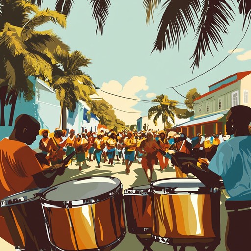 A dynamic instrumental piece blending upbeat rhythms and lively melodies to portray the exhilaration of a carnival celebration, filled with color and dance.