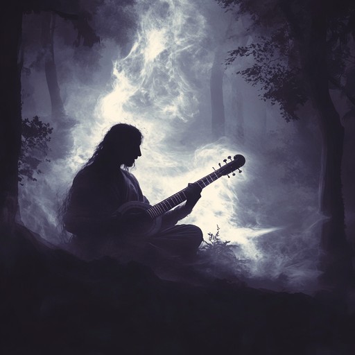 A mesmerizing blend of traditional raga scales and rock guitar riffs. Ethereal sitar melodies weave through driving drum beats, creating an otherworldly atmosphere that is both hypnotic and powerful, taking the listener on a journey through haunting soundscapes.