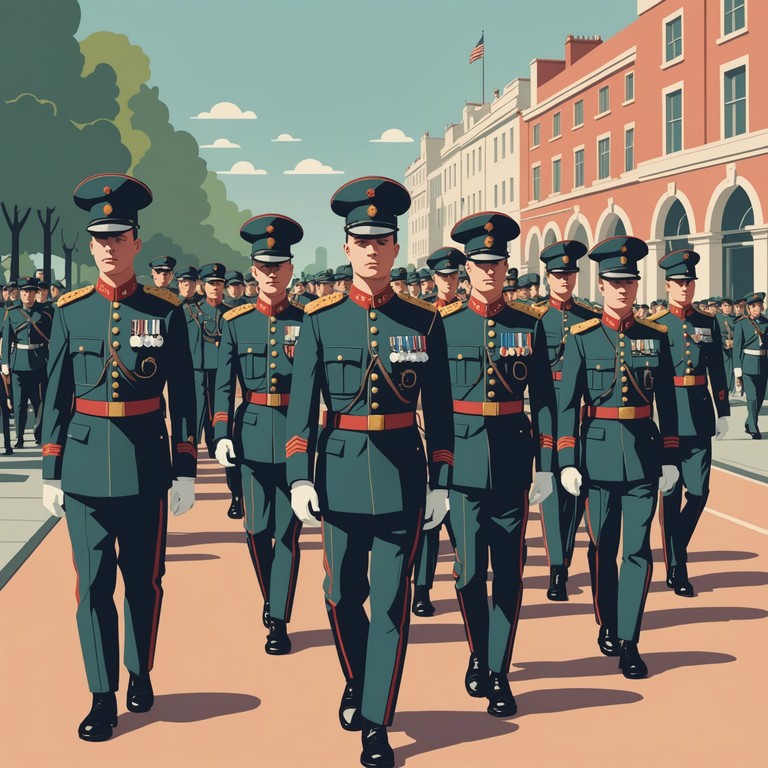 This instrumental track reflects the spirit of celebration and hope within a military context. The music carries a sense of pride and progress, a march forward into a bright future. Its lively tempo and structured rhythm encapsulate the discipline and cheerfulness of a ceremonial parade. Ideal for positive, uplifting moments that require a blend of joy and formality.