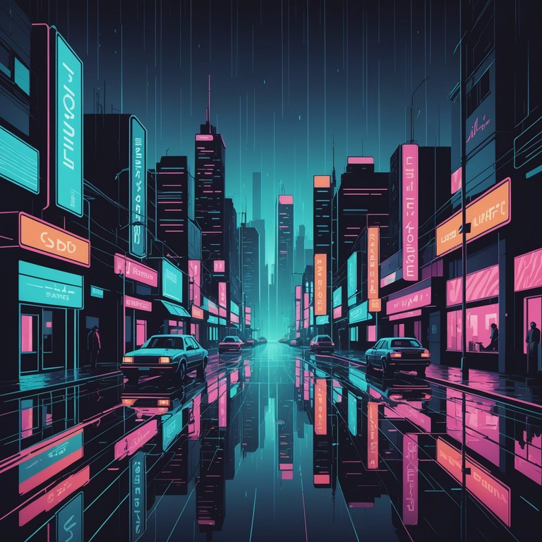 This track captures the essence of a neon lit cityscape with its sophisticated blend of electronic elements and deep, emotional undertones. The music transports listeners into a future where technology and human emotions intertwine seamlessly. Electric piano leads deliver a poignant melody over pulsating cybernetic rhythms, creating an immersive cyberpunk atmosphere.