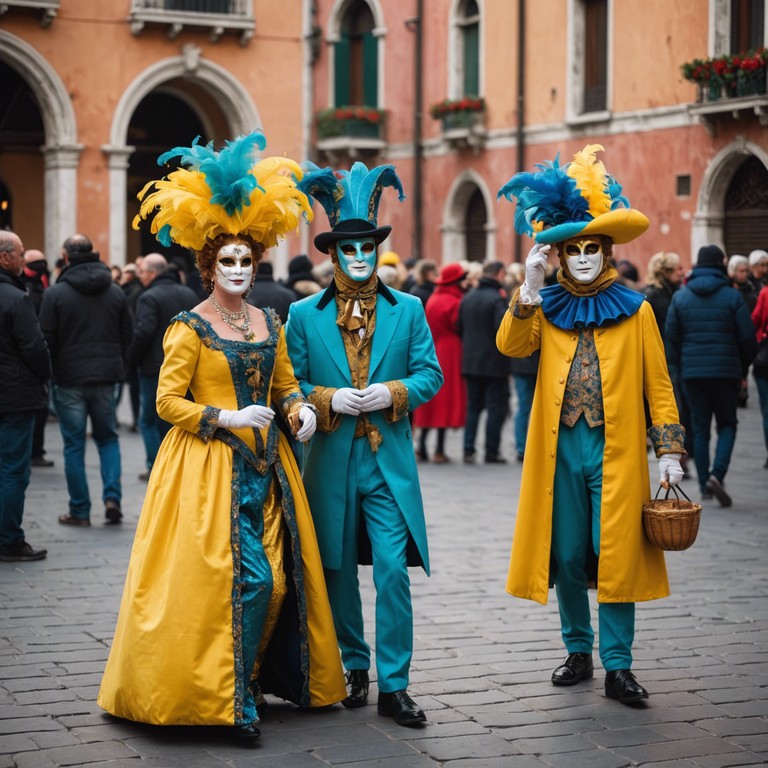 Imagine the vibrant energy of venice during springtime, where a cheerful melody soars over the rhythmic, lively strings of a solo violin, encapsulating the essence of renewal and festivity that fills the air. The music flows with a capricious spirit, reflecting the playful nature of a venetian carnival, with maskers dancing around, reveling in the beauty of a new season. The composition captures a light hearted feel combined with the intimacy of a personal musical performance, delivering a joyous escape to a picturesque scene