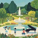 joyful piano and strings creating playful, modern mood