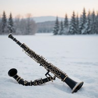 soft clarinet notes paint a snowy scene