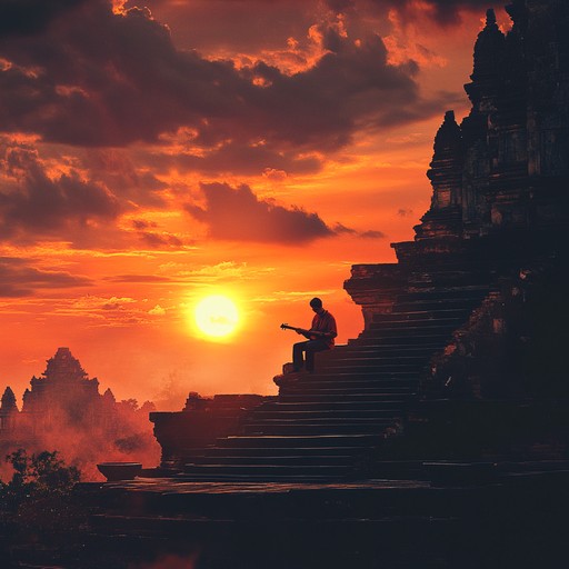 A musical journey that seamlessly intertwines the depth of indian raga traditions with the exhilarating rush of rock guitar, creating an expansive soundscape. The track navigates through peaceful, reflective passages to intense, uplifting peaks, offering a unique auditory experience.