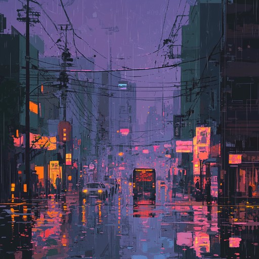 Immerse in the twilight of a futuristic metropolis as neon lights flicker, casting eerie reflections on rain soaked streets. Layered synths meld with subtle, dark ambient tones, capturing the essence of sophisticated cyberpunk dystopia.