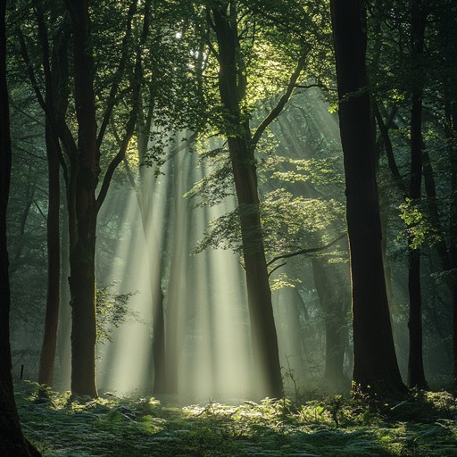 Invoke the spirits of the forest with a haunting melody that combines gentle, ethereal vocals and the soft strumming of a harp. This piece is designed to transport the listener to a mystical woodland, enveloping them in a serene atmosphere.