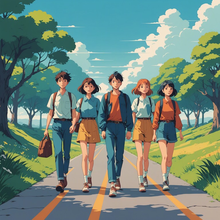 A composition that sets the tone for an epic narrative in an animated world, with soaring melodies played on violin that inspire a sense of adventure and bold aspirations, ideally suited for the beginning of a heart stirring anime saga.