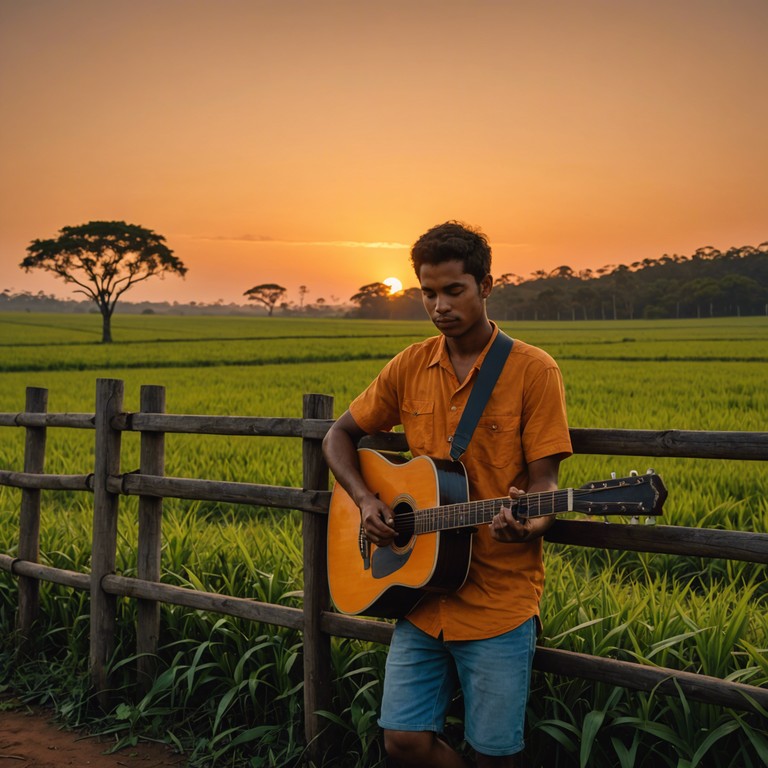 This track captures the essence of a festive evening in brazil's countryside, where the strumming of a guitar under the setting sun brings a lively, yet soothing atmosphere, perfect for winding down after a long day. The music combines traditional sertanejo rhythms with modern touches, making it resonate with both young and old listeners.