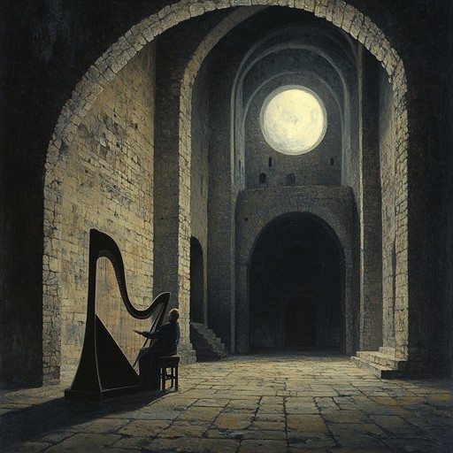 This instrumental song features a gentle harp, evoking the atmosphere of a medieval castle's moonlit ball. The music tells the story of a solitary troubadour playing by the castle wall, his harp strings singing with the bittersweet notes of unrequited love and yearning.