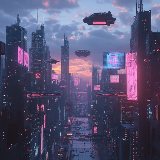 An immersive track that blends smooth ambient soundscapes with cyberpunk electronic elements, evoking a journey through a neon lit digital metropolis.