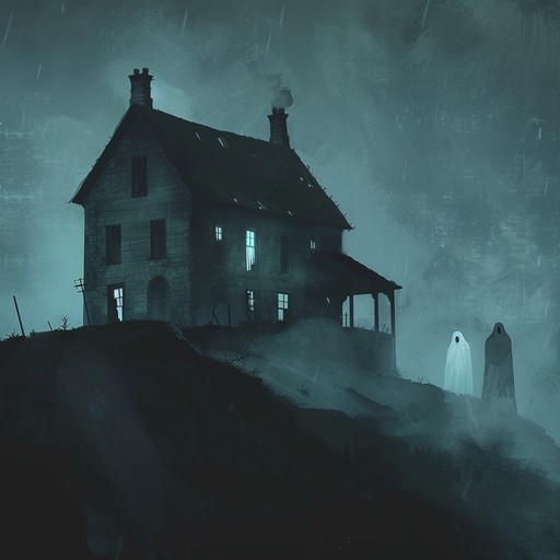 A haunting ballad that combines delicate piano notes with synth echoes, painting a chilling nighttime scene in a haunted mansion. The melody flows with a ghostly charm, drawing listeners into a world of eerie whispers and shadowy figures, creating an atmosphere perfect for the unsettling beauty of a spectral waltz.