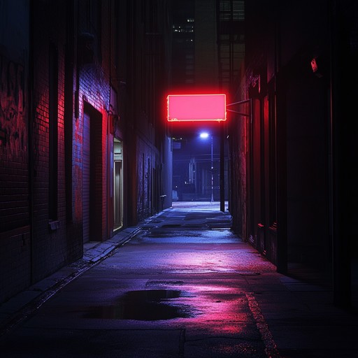 An instrumental track that blends groovy beats with ominous melodies, painting a sonic picture of wandering through shadowed city streets under neon lights. The fusion of rhythmic basslines and haunting synths creates an atmosphere that's both unsettling and captivating.