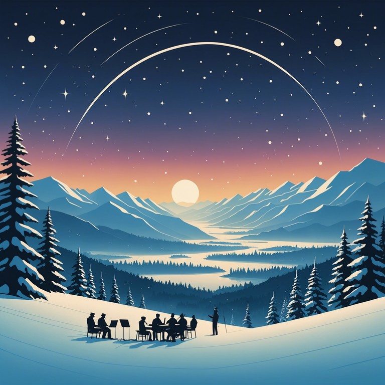 This composition embodies the essence of winter's festive spirit, blending symphonic sweeps with joyful crescendos to evoke the warmth and cheer of holiday gatherings and peaceful snowy scenes.