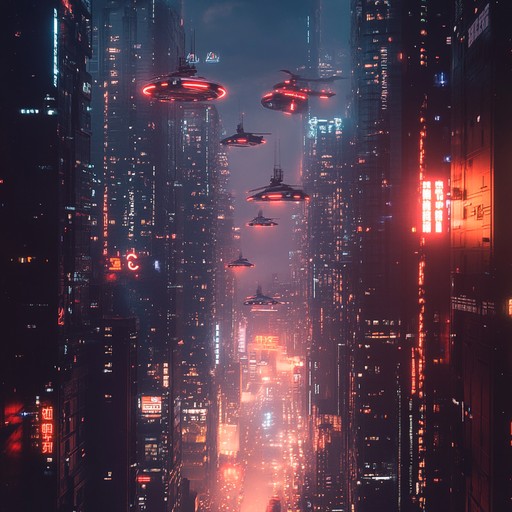 An intense instrumental cyberpunk track that immerses the listener in a futuristic metropolis filled with pulsating neon lights and high speed chases. The driving electronic beats and layered synth melodies evoke the energy and tension of a dystopian urban landscape.