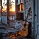 guitar strums painting sunset's peaceful beauty