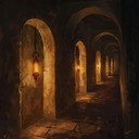 echoing ancient corridors filled with suspenseful and haunting sounds.