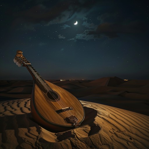 An instrumental piece evoking the age old grief and wisdom carried through generations, conveyed through the mournful sounds of the oud under a vast, starry desert sky.