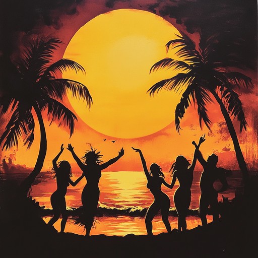 An energetic and joyful fusion of traditional sertanejo music and tropical beats, evoking the carefree spirit of a summer beach party. Picture golden sands, swaying palm trees, and friends dancing together as the sun dips below the horizon.