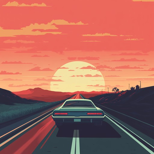 An exhilarating country instrumental capturing the essence of cruising down the highway at sunset. The dynamic strumming of the acoustic guitar drives the song, creating an aura of freedom and adventure. This piece effortlessly blends twangy melodies and rhythmic beats, delivering a ride through open landscapes