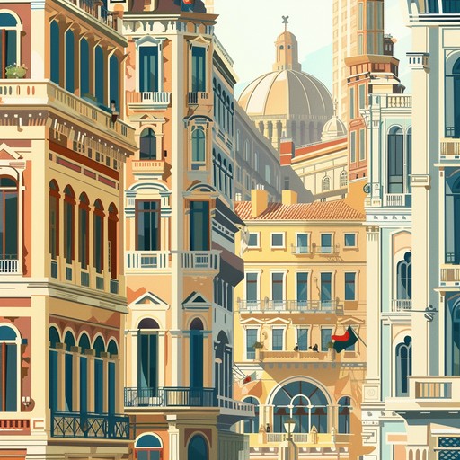 A fusion of contemporary urban rhythms layered over intricate baroque inspired symphonies, capturing the essence of a bustling cityscape blending with classical elegance.