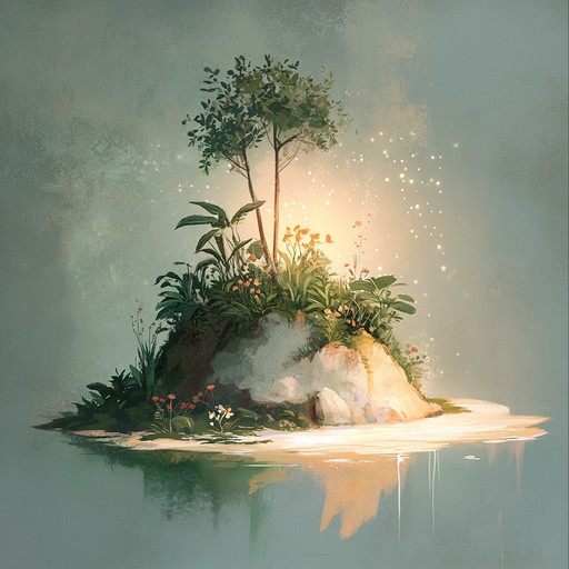 A soothing journey through an otherworldly island filled with enchanted flora and fauna, where each corner unveils new, whimsical sounds and textures. Gentle breezes of melody flow through, guiding the listener into a deep state of relaxation and curious wonder