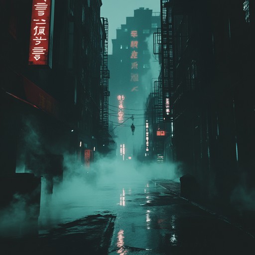 An instrumental track combining the groove of jack swing with chill, ominous atmospheres, featuring smooth bass lines and haunting synths that create a mysterious urban vibe.