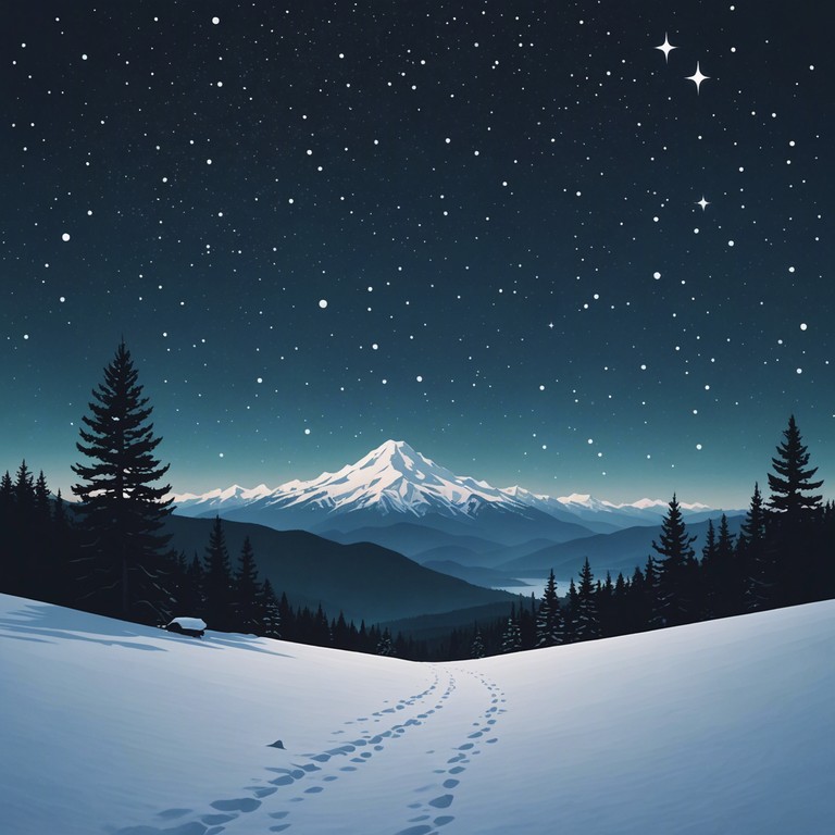 An enchanting journey through serene, snowy landscapes illuminated by ethereal wave sounds that blend beautifully with festive, jovial melodies. This piece captures the essence of a mystical winter night filled with whispers of joy and tranquility.