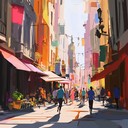 upbeat rhythms capturing carefree strolls through vibrant city streets