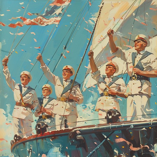 An upbeat, lively instrumental capturing the pride and joy of the russian navy, featuring buoyant rhythms and bright harmonies to evoke scenes of sailors under sunny skies. Perfect for uplifting, nautical themed occasions