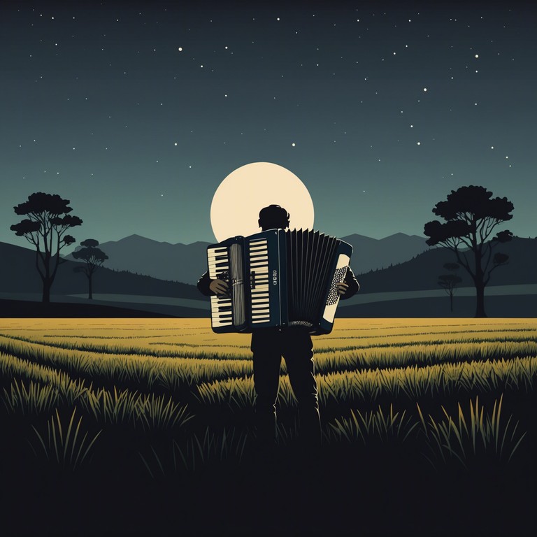 A ghostly accordion serenades the whispering winds of a midnight brazilian landscape, creating an ethereal yet distinctly sertanejo soundscape that delves into deeper, shadowy emotions.