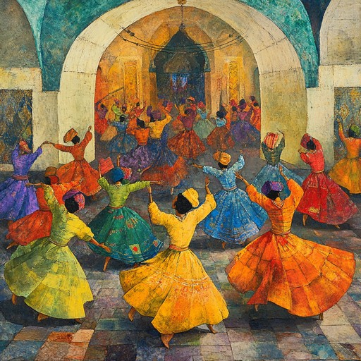 An upbeat instrumental polka featuring lively accordion and brisk rhythms that evoke the energy of swirling dancers at a festive gathering