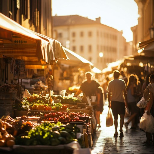 Imagine strolling through a sunlit, bustling weekend market, where the air is filled with the scent of fresh flowers and the laughter of happy people. The sounds of vendors calling out mingle with the gentle hum of conversations, creating a lively yet relaxing atmosphere. This instrumental captures that carefree spirit, with light, breezy melodies and a touch of nostalgic charm.