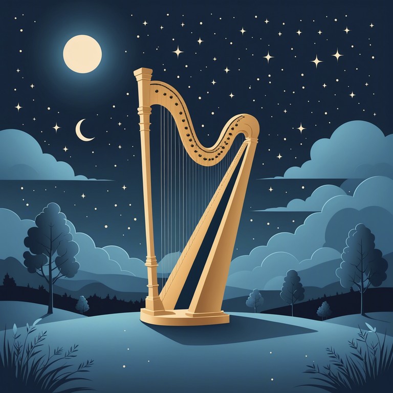 An instrumental piece focusing on the delicate strumming of a harp to create a calming sonic environment ideal for bedtime, helping children wind down with its melodic ease.